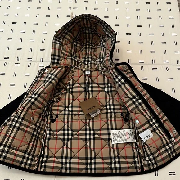 Burberry Diamond Quilted Nylon Hooded Coat 12M